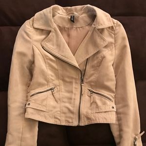 Front Zip Vegan Suede Jacket